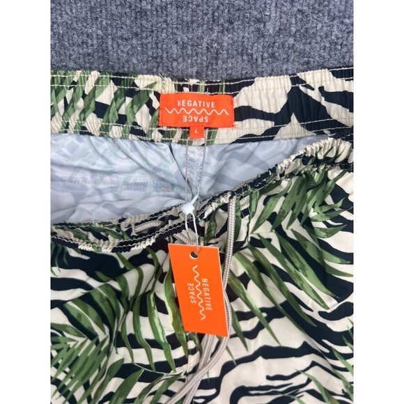 Negative Space Swim Shorts Men's Large Green Tropical Hawaiian Palm NWT - Picture 2 of 7